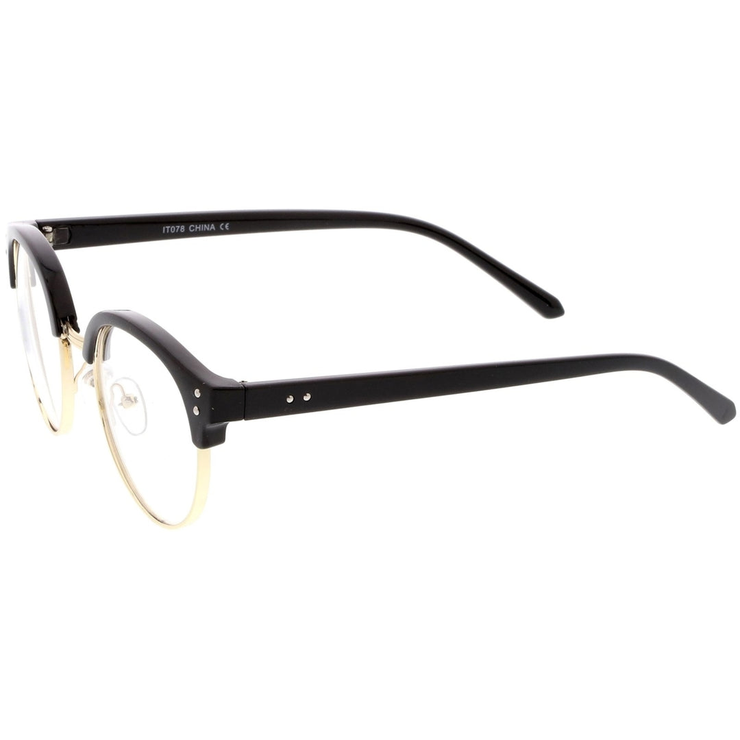 Classic Horn Rimmed Round Clear Lens Half Frame Eyeglasses 50mm Image 3