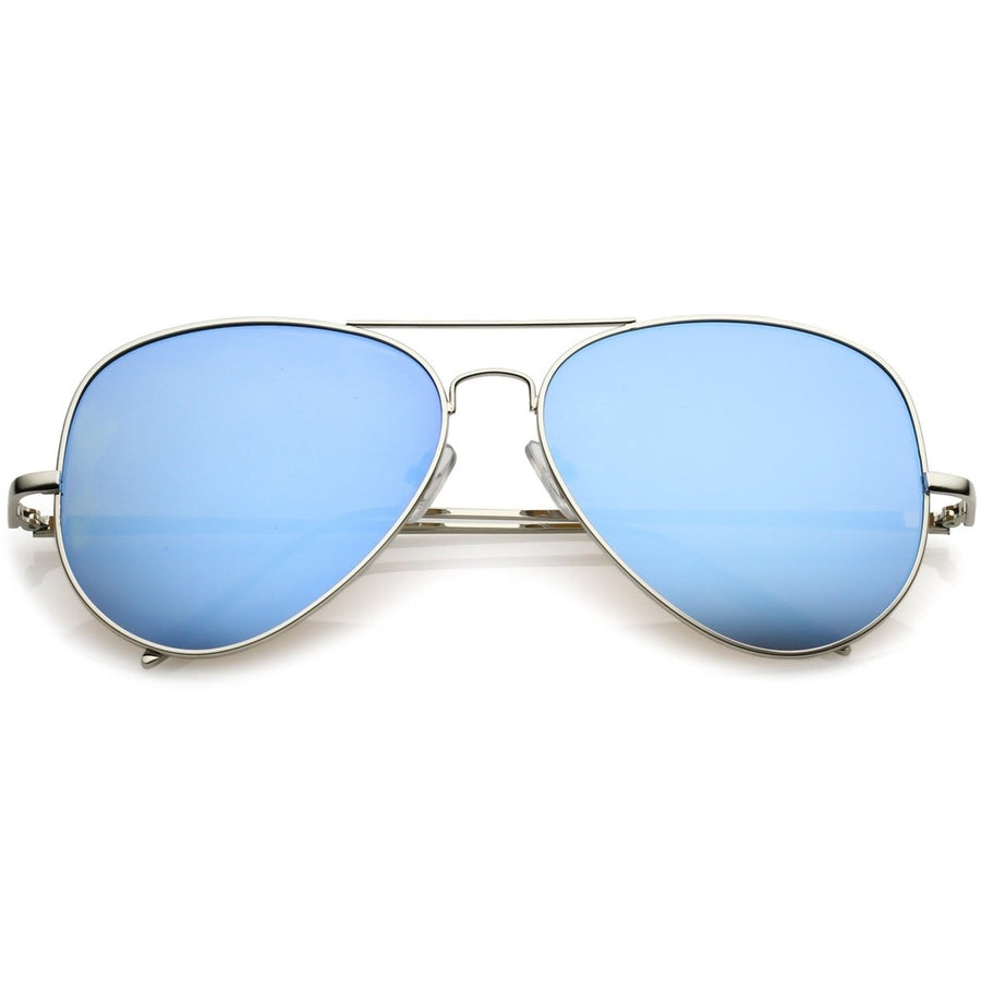 Metal Aviator Sunglasses Color Mirror Flat Lens 59mm Double Nose Bridge Image 1