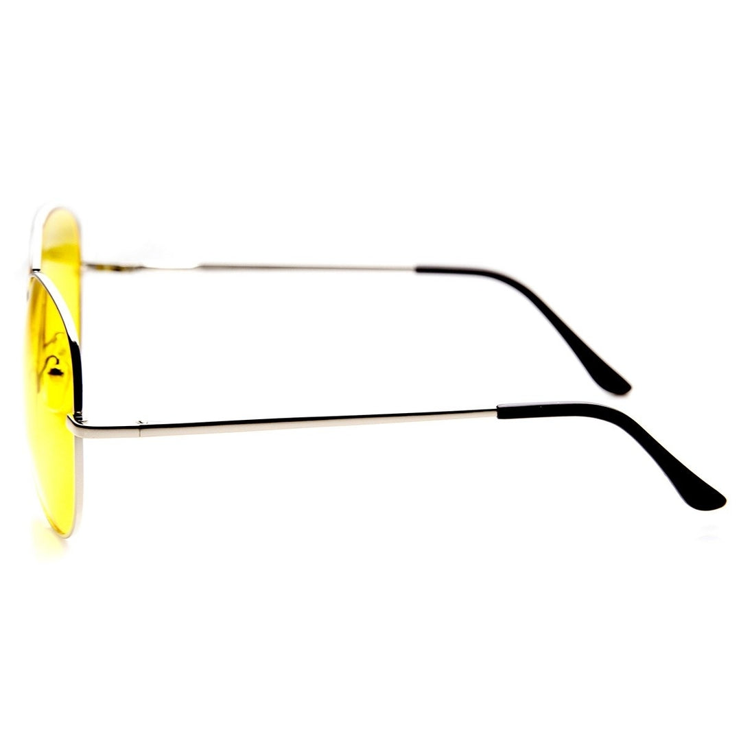 Classic Metal Frame Yellow Tinted Night Driving Aviator Sunglasses Image 4