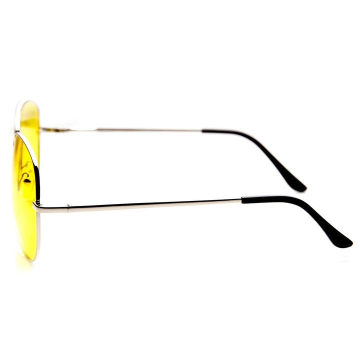 Classic Metal Frame Yellow Tinted Night Driving Aviator Sunglasses Image 4