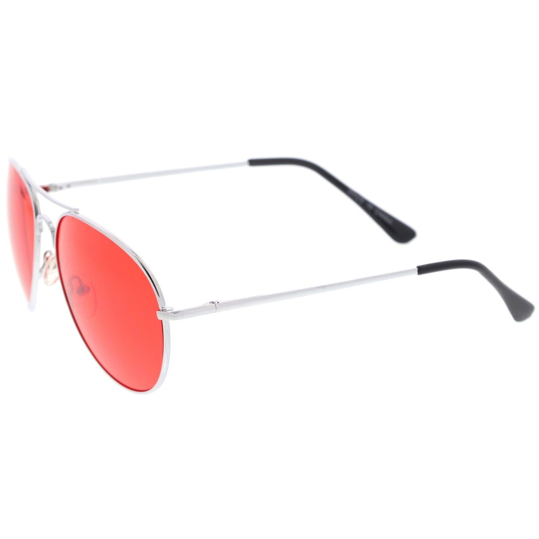 Classic Metal Frame Colored Teardrop Lens Aviator Sunglasses 57mm Image 3