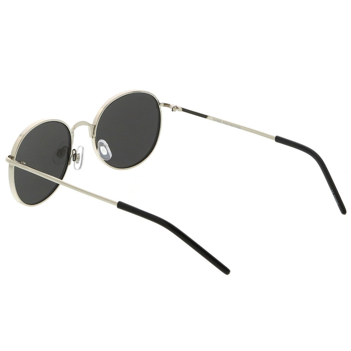 Classic Metal Round Sunglasses Thin Arms Colored Mirror Flat Lens 52mm Image 4