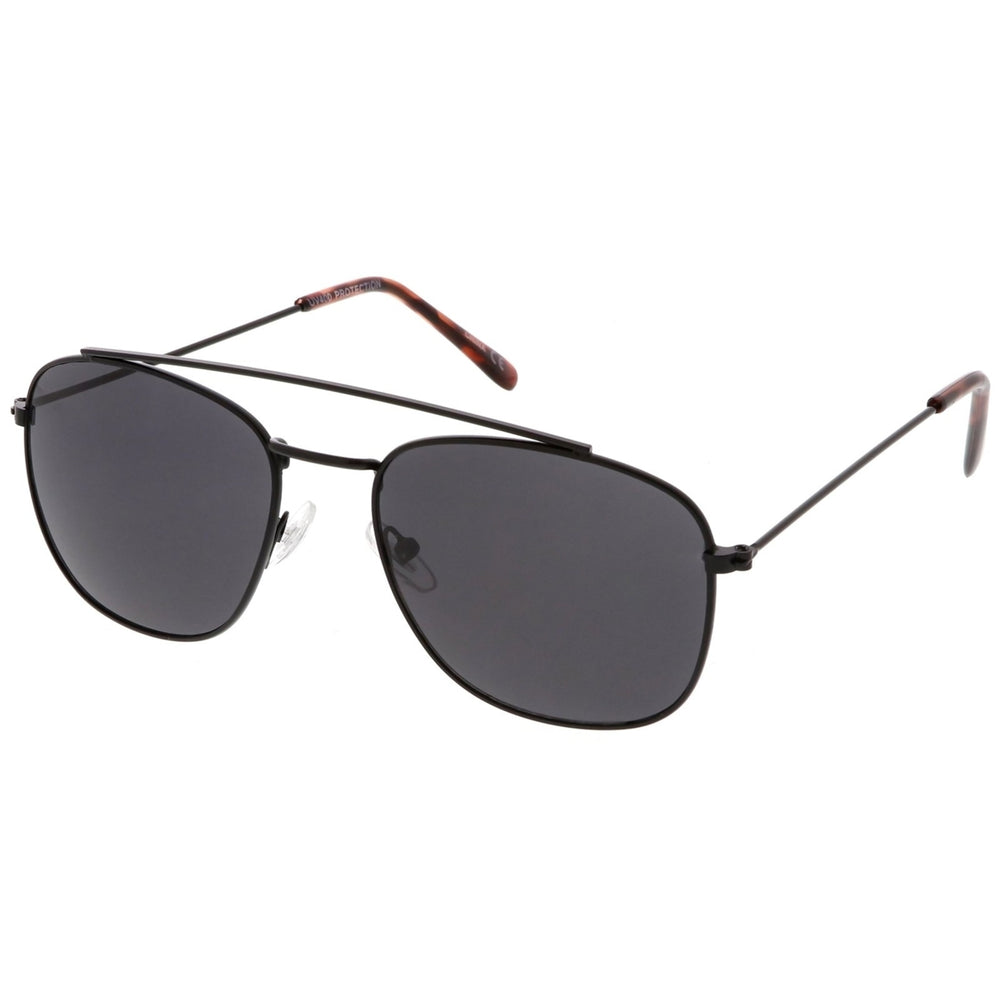 Classic Metal Square Lens Aviator Sunglasses 53mm UV Protection Curved Crossbar Image 2