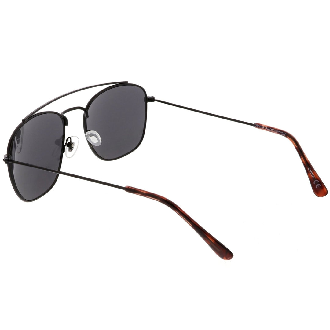 Classic Metal Square Lens Aviator Sunglasses 53mm UV Protection Curved Crossbar Image 4