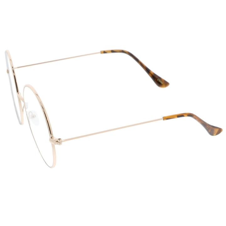 Classic Oversize Slim Metal Frame Clear Flat Lens Round Eyeglasses 56mm Image 4