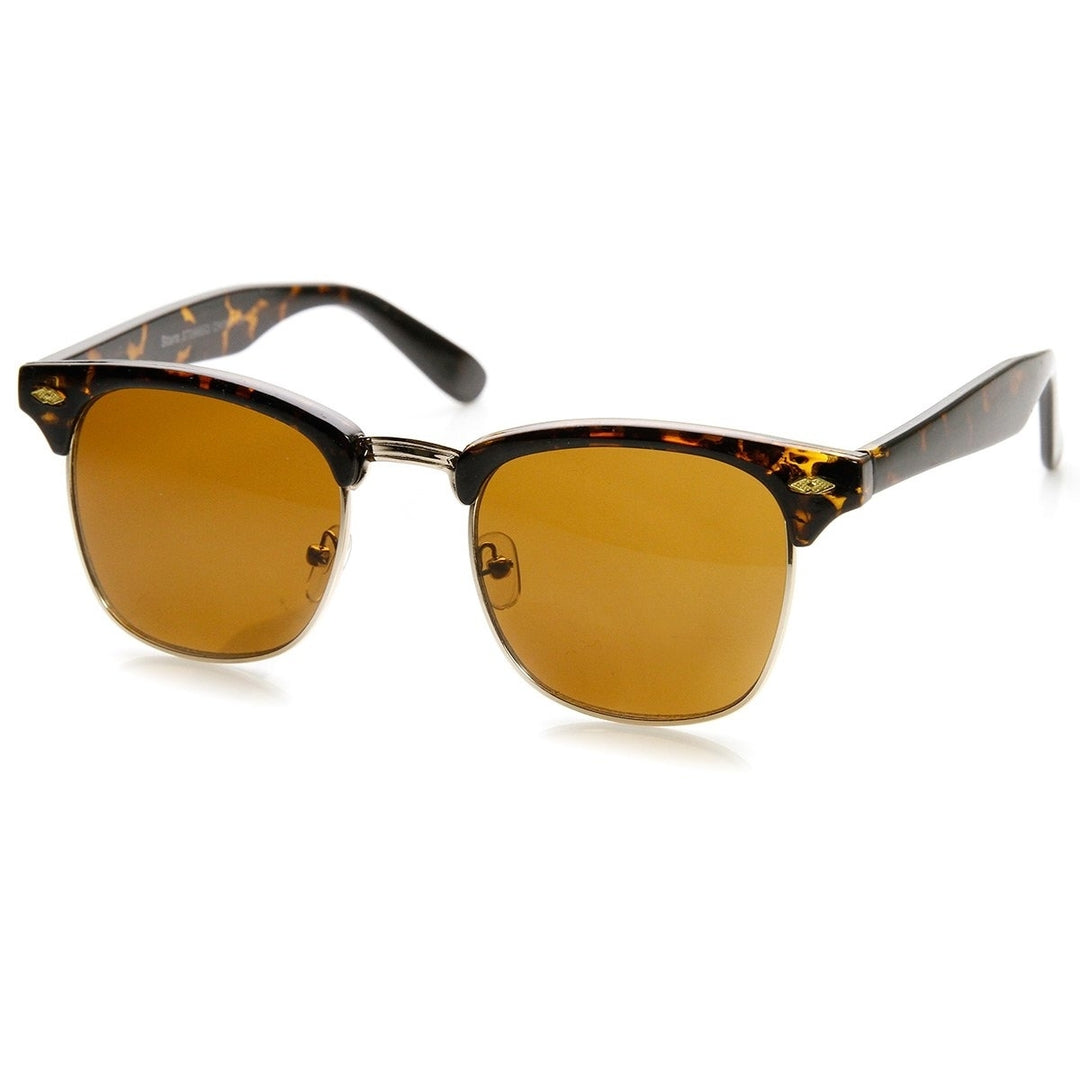 Classic Shaped Half Frame Semi-Rimless Horn Rimmed Sunglasses Image 3