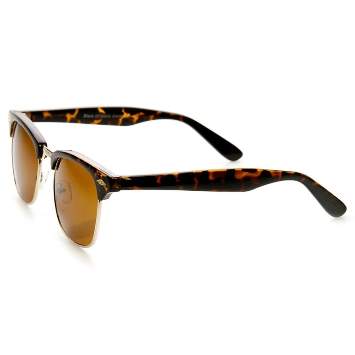 Classic Shaped Half Frame Semi-Rimless Horn Rimmed Sunglasses Image 4