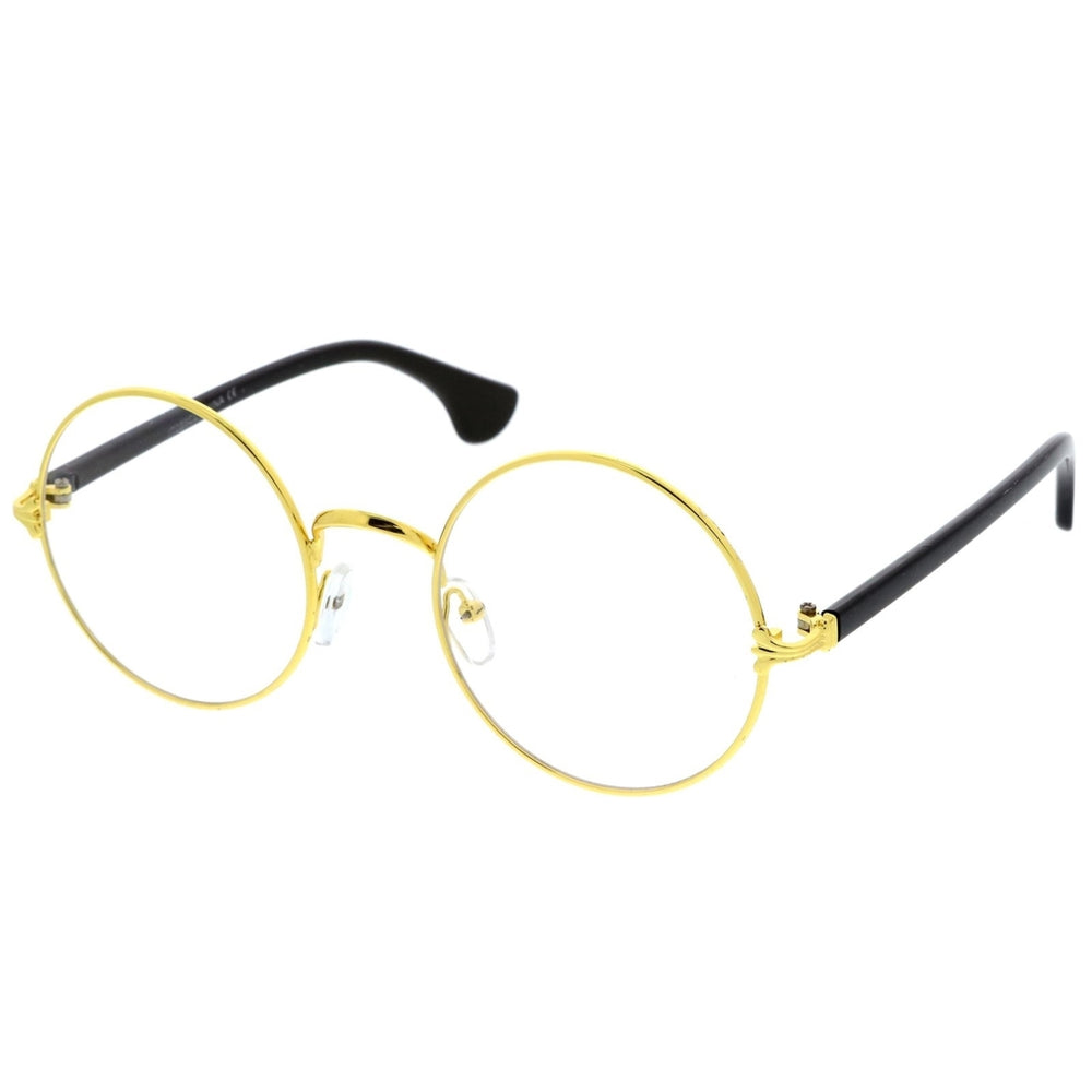 Classic Slim Metal Frame Clear Lens Round Eyeglasses 53mm Image 2