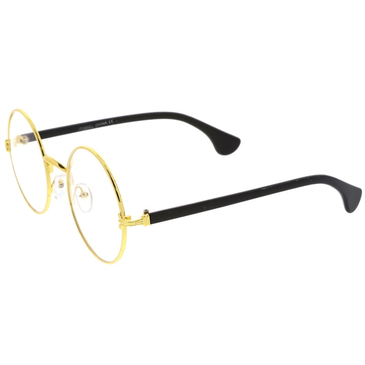 Classic Slim Metal Frame Clear Lens Round Eyeglasses 53mm Image 3