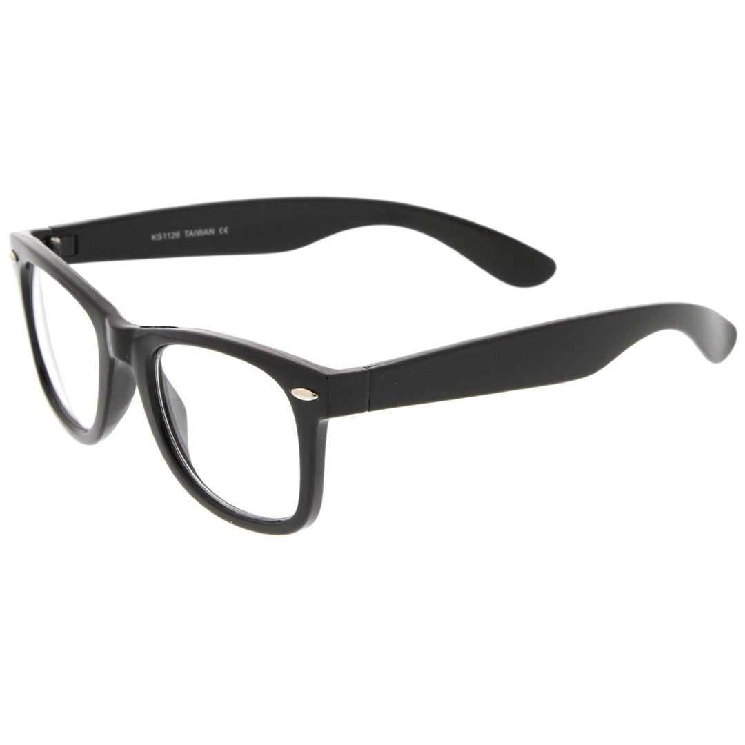 Classic Thick Square Horn Rimmed Eyeglasses 50mm Clear Lens Black Frame Image 2