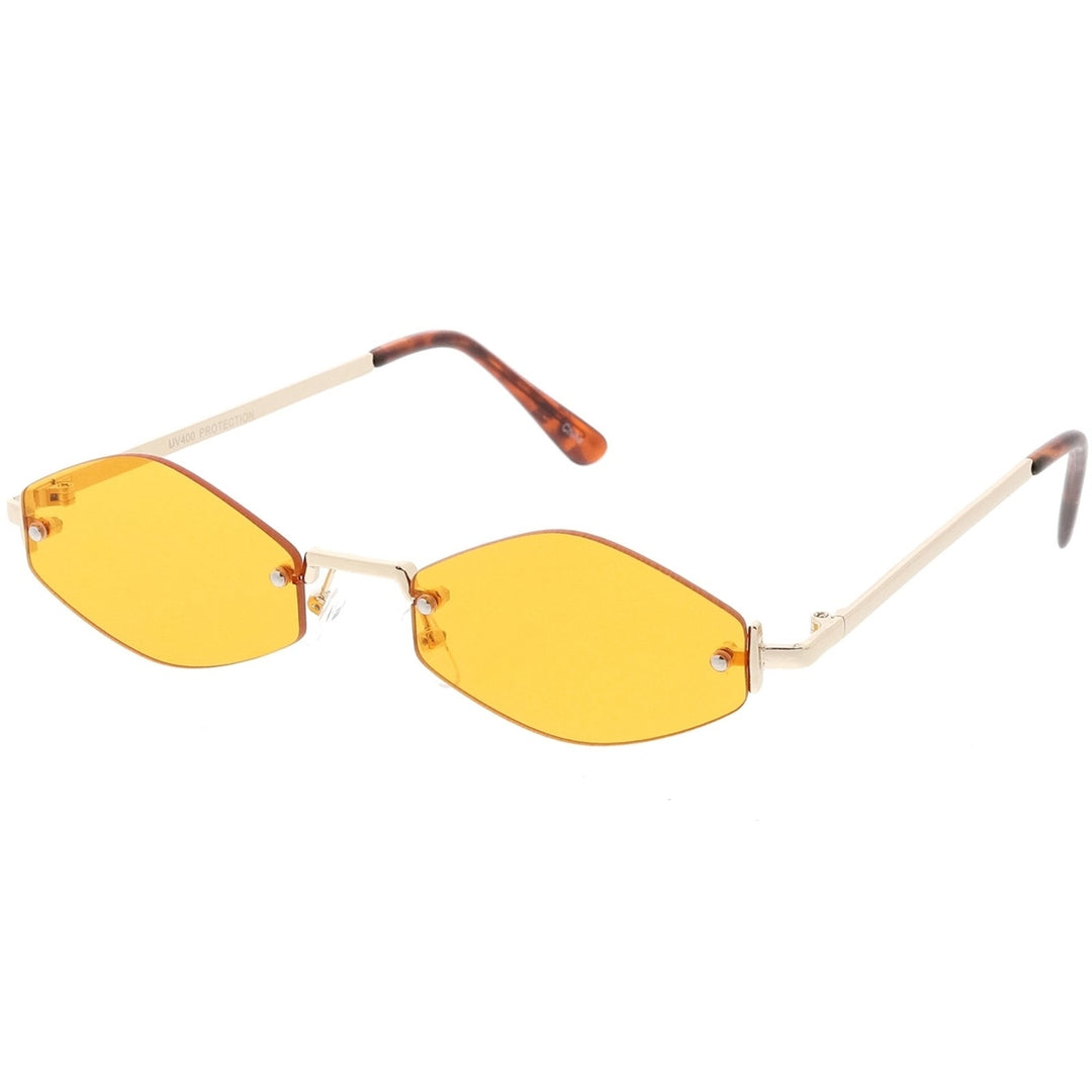 Extreme Small Geometric Rimless Sunglasses Color Tinted Lens 52mm Image 2