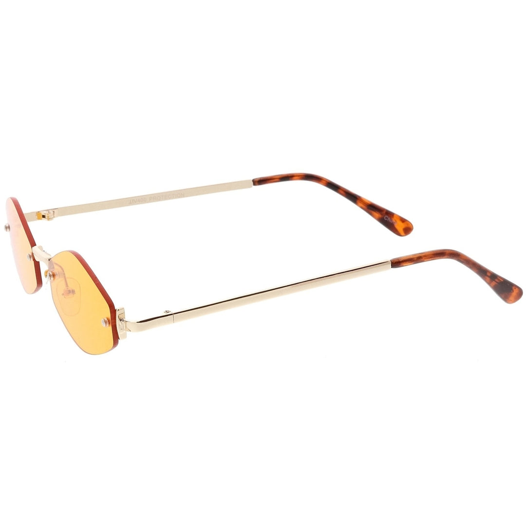 Extreme Small Geometric Rimless Sunglasses Color Tinted Lens 52mm Image 3