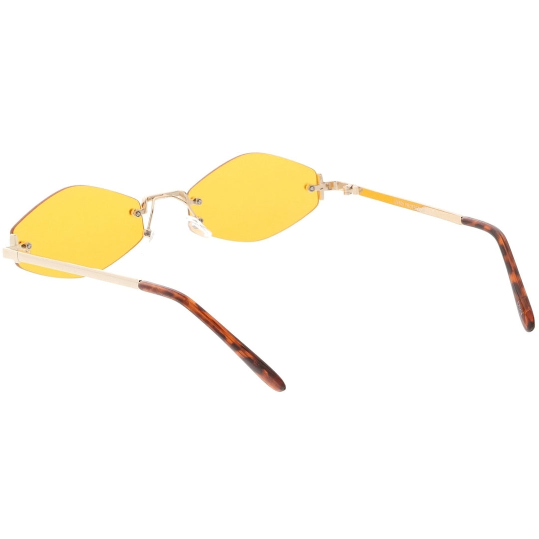 Extreme Small Geometric Rimless Sunglasses Color Tinted Lens 52mm Image 4