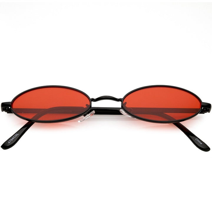 Extreme Small Oval Sunglasses Color Tinted Flat Lens 51mm Image 1
