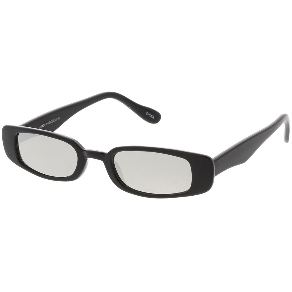 Extreme Thin Small Rectangle Sunglasses Mirrored Lens 49mm Image 2