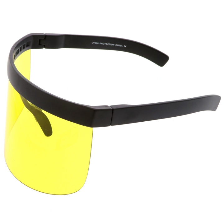 Futuristic Oversize Shield Visor Sunglasses With Flat Top Colored Mono Lens 172mm Image 3