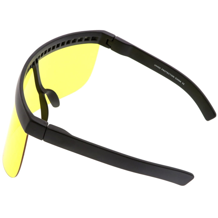 Futuristic Oversize Shield Visor Sunglasses With Flat Top Colored Mono Lens 172mm Image 4