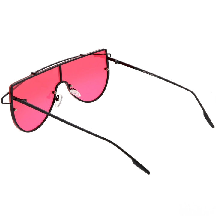 Futuristic Rimless Shield Sunglasses Metal Crossbar Colored Mono Lens 64mm Image 4