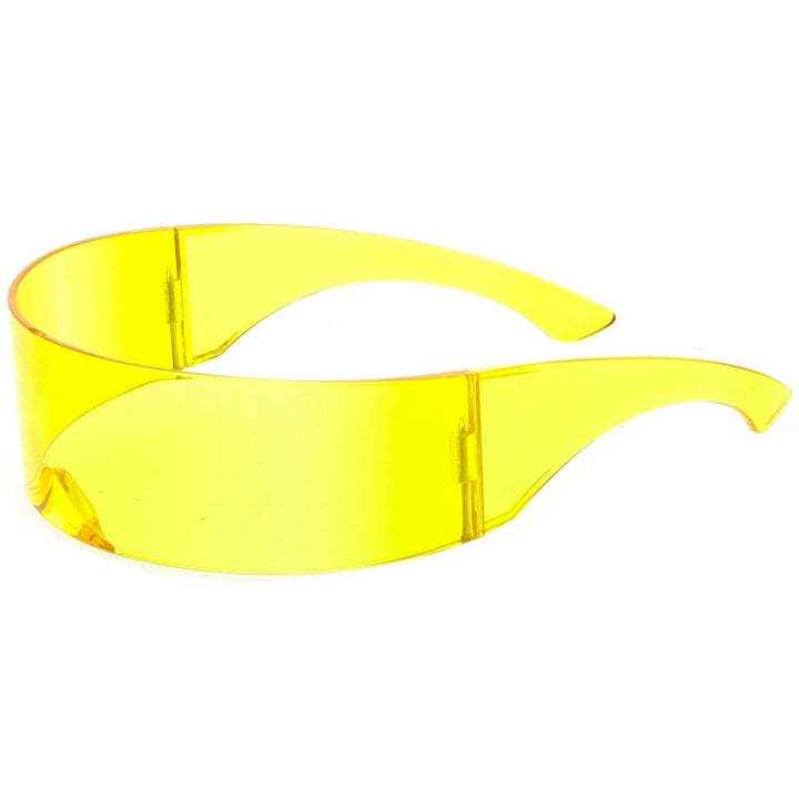 Futuristic Shield Sunglasses Wide Arms Color Tinted Mono Lens 75mm Image 3