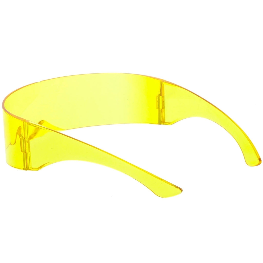 Futuristic Shield Sunglasses Wide Arms Color Tinted Mono Lens 75mm Image 4