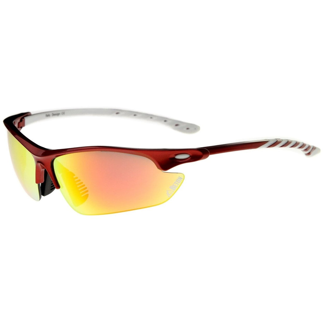 Helens - Two-Toned Half-Frame Color Mirror Lens Sports Wrap Sunglasses 75mm Image 1