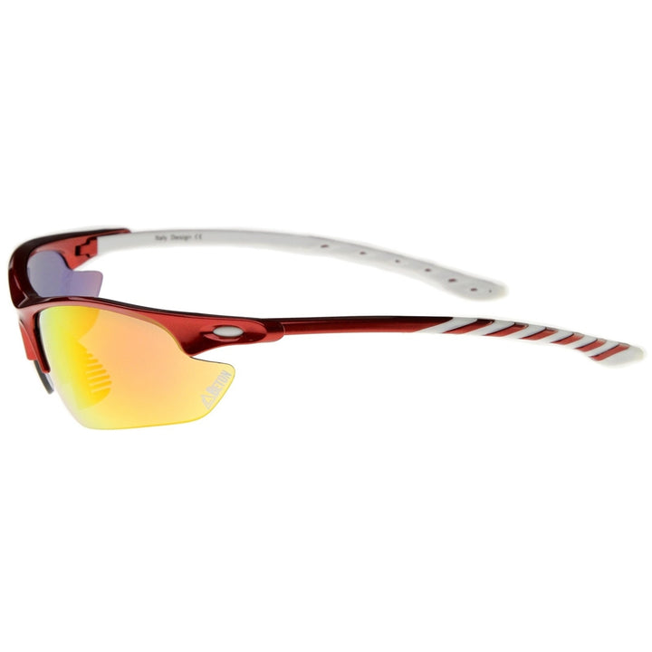 Helens - Two-Toned Half-Frame Color Mirror Lens Sports Wrap Sunglasses 75mm Image 4