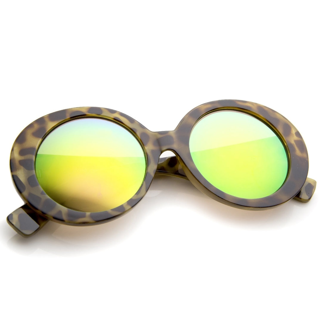 High Fashion Chunky Colored Mirror Round Oversize Sunglasses 50mm Image 4