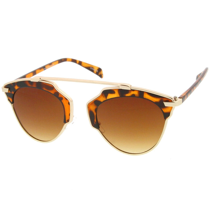 High Fashion Two-Toned Pantos Crossbar Tinted Lens Aviator Sunglasses 52mm Image 2