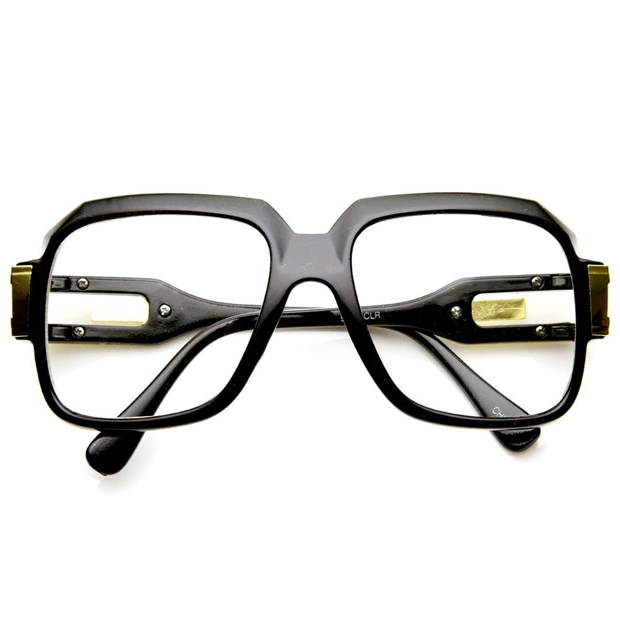 Large Classic Retro Square Frame Hip Hop Clear Lens Glasses Image 1