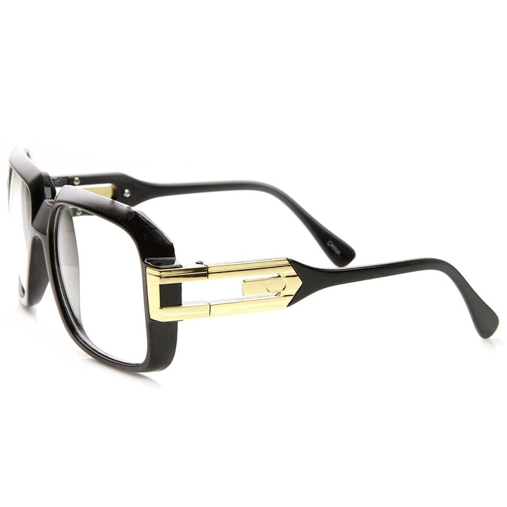 Large Classic Retro Square Frame Hip Hop Clear Lens Glasses Image 3
