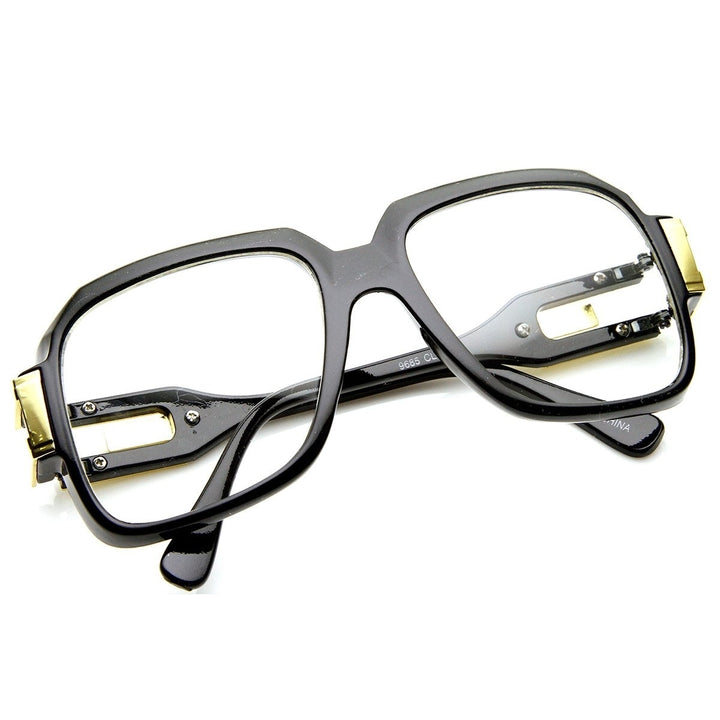 Large Classic Retro Square Frame Hip Hop Clear Lens Glasses Image 4