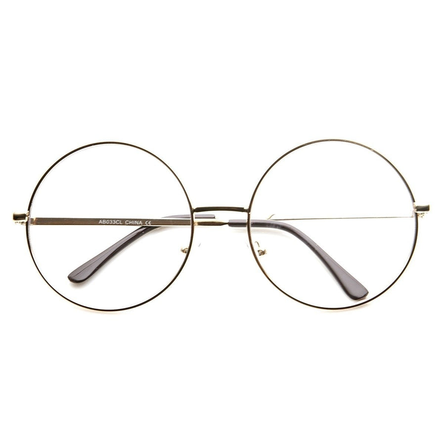 Oversized Metal Frame Round Clear Lens Glasses 60mm Lens Width Fashion Eyewear Image 1