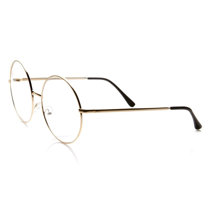 Oversized Metal Frame Round Clear Lens Glasses 60mm Lens Width Fashion Eyewear Image 3