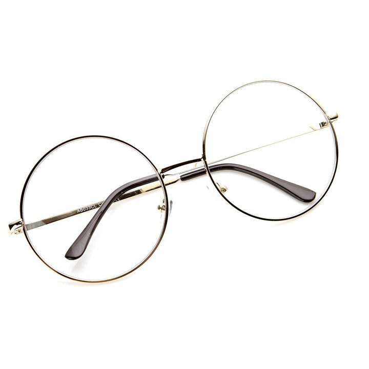 Oversized Metal Frame Round Clear Lens Glasses 60mm Lens Width Fashion Eyewear Image 4