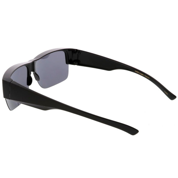 Large Semi Rimless Rectangle Sunglasses With Polarized Lens Wide Arms 65mm Image 4