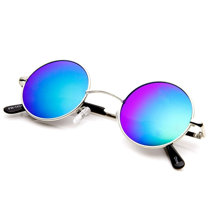 Lennon Style Small Round Color Mirrored Lens Circle Sunglasses Image 1