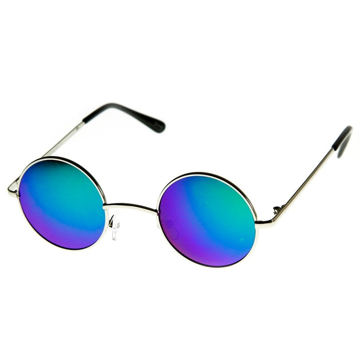 Lennon Style Small Round Color Mirrored Lens Circle Sunglasses Image 2