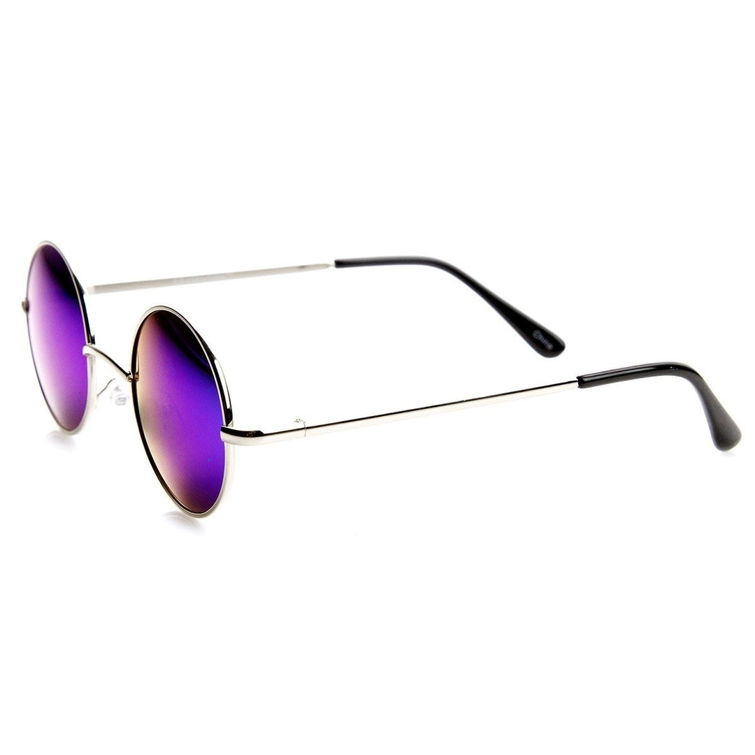 Lennon Style Small Round Color Mirrored Lens Circle Sunglasses Image 3
