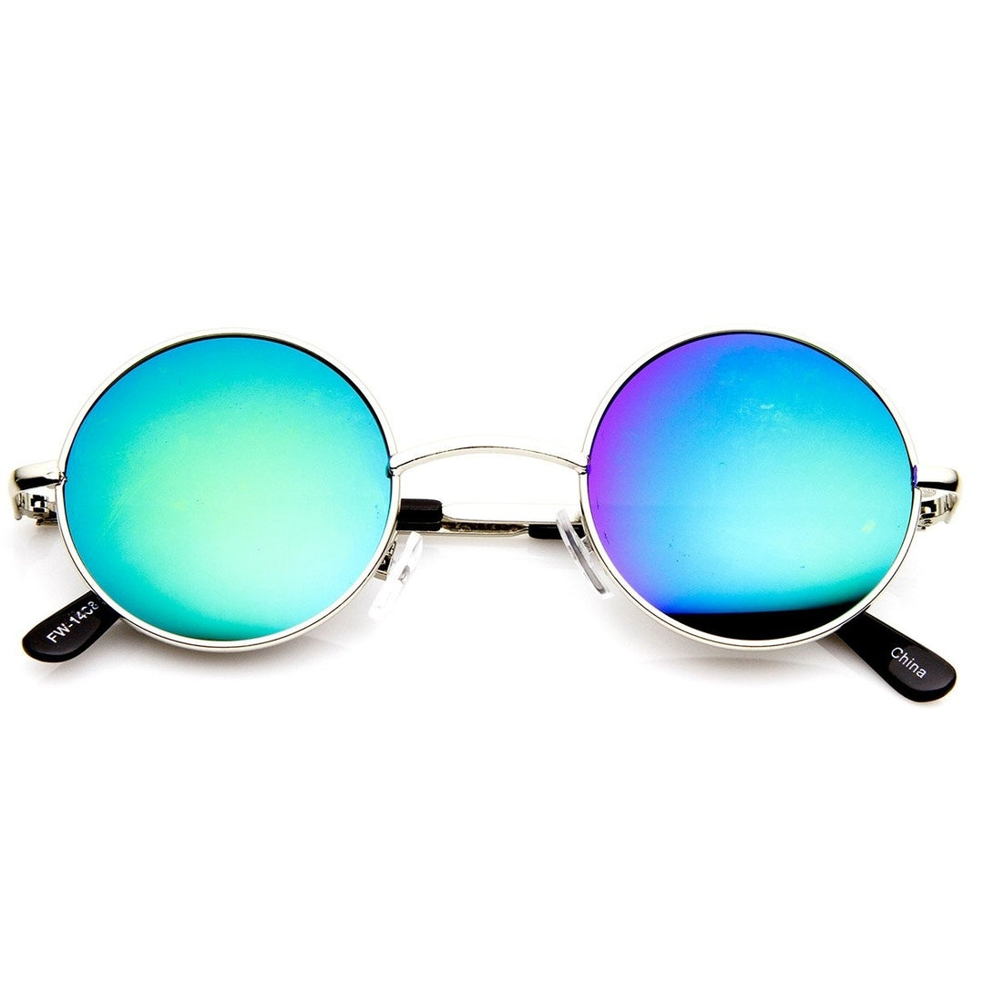 Lennon Style Small Round Color Mirrored Lens Circle Sunglasses Image 4