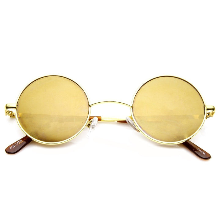Lennon Style Round Circle Metal Sunglasses with Color Mirror Lens Image 1