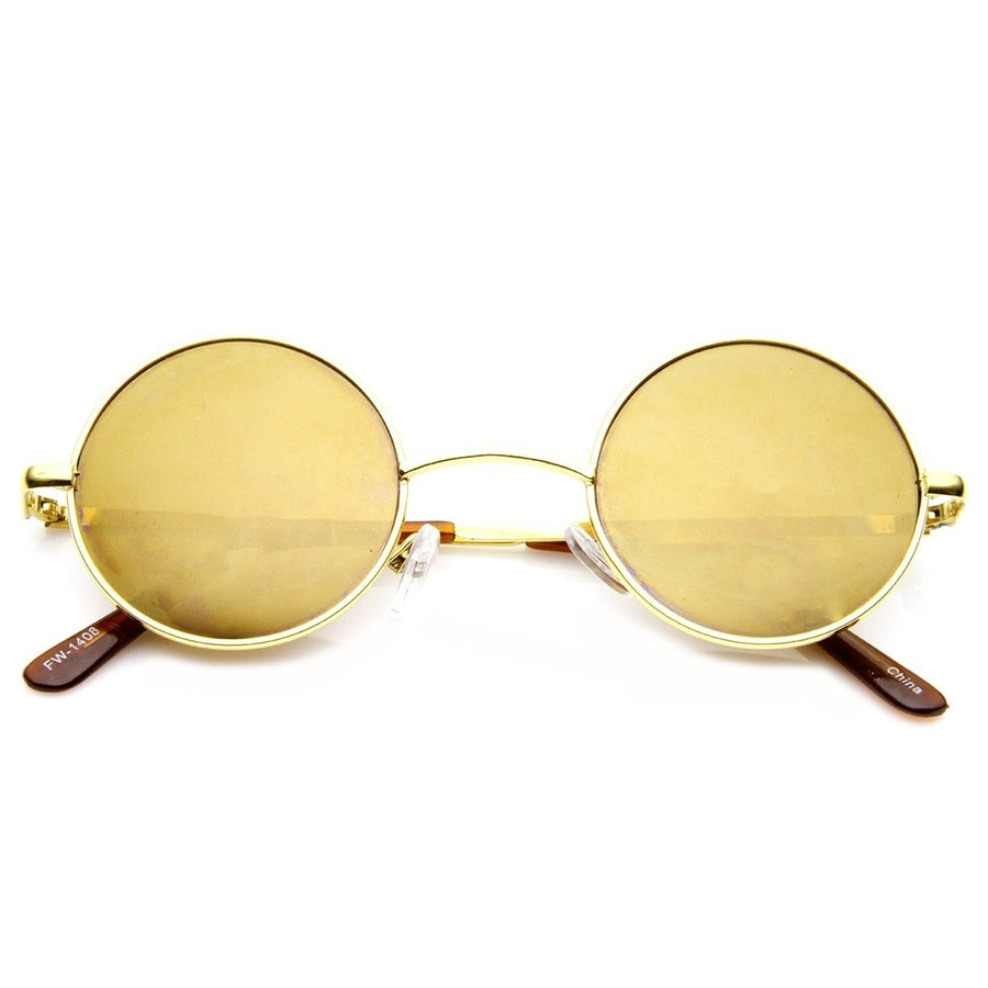 Lennon Style Round Circle Metal Sunglasses with Color Mirror Lens Image 1