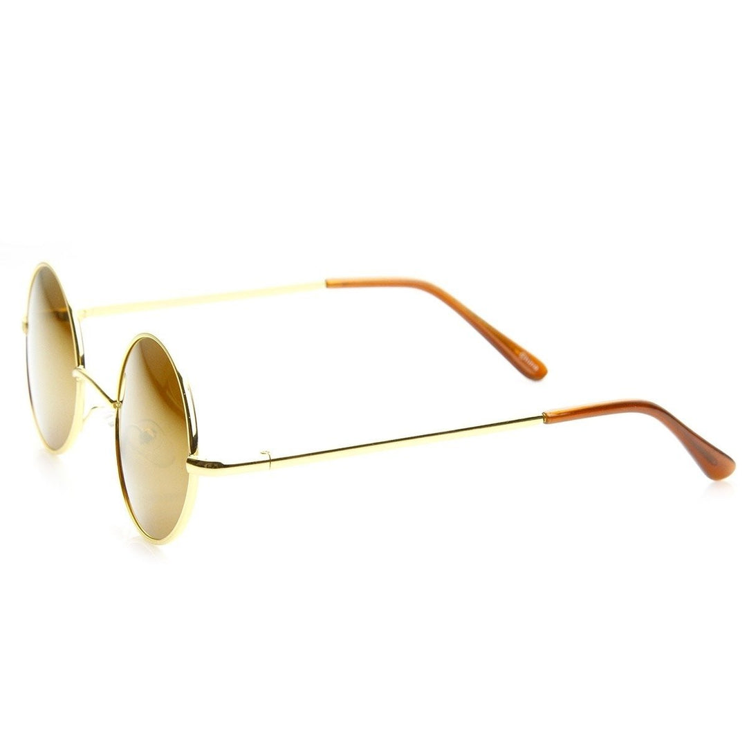 Lennon Style Round Circle Metal Sunglasses with Color Mirror Lens Image 3