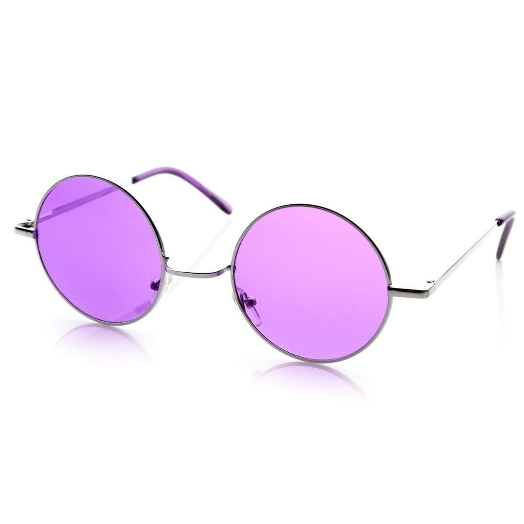 Lennon Style Round Metal Sunglasses Color Tinted Lenses Classic Fashion Accessory Image 3