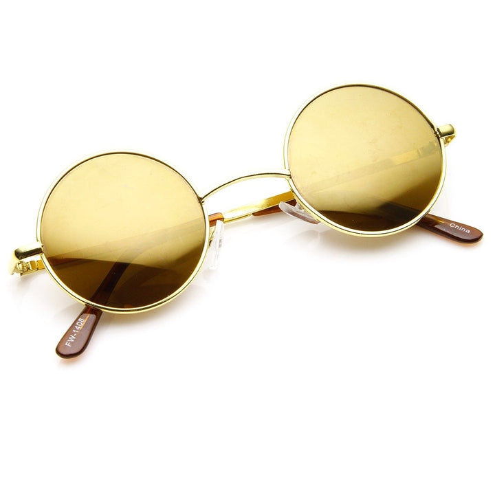 Lennon Style Round Circle Metal Sunglasses with Color Mirror Lens Image 4