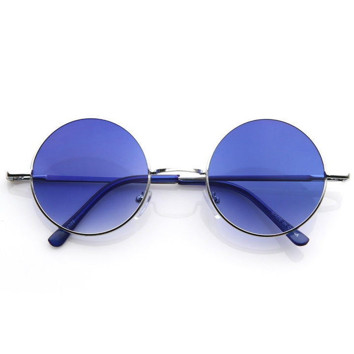 Lennon Style Round Circle Metal Sunglasses w/ Color Lens Tint Image 1