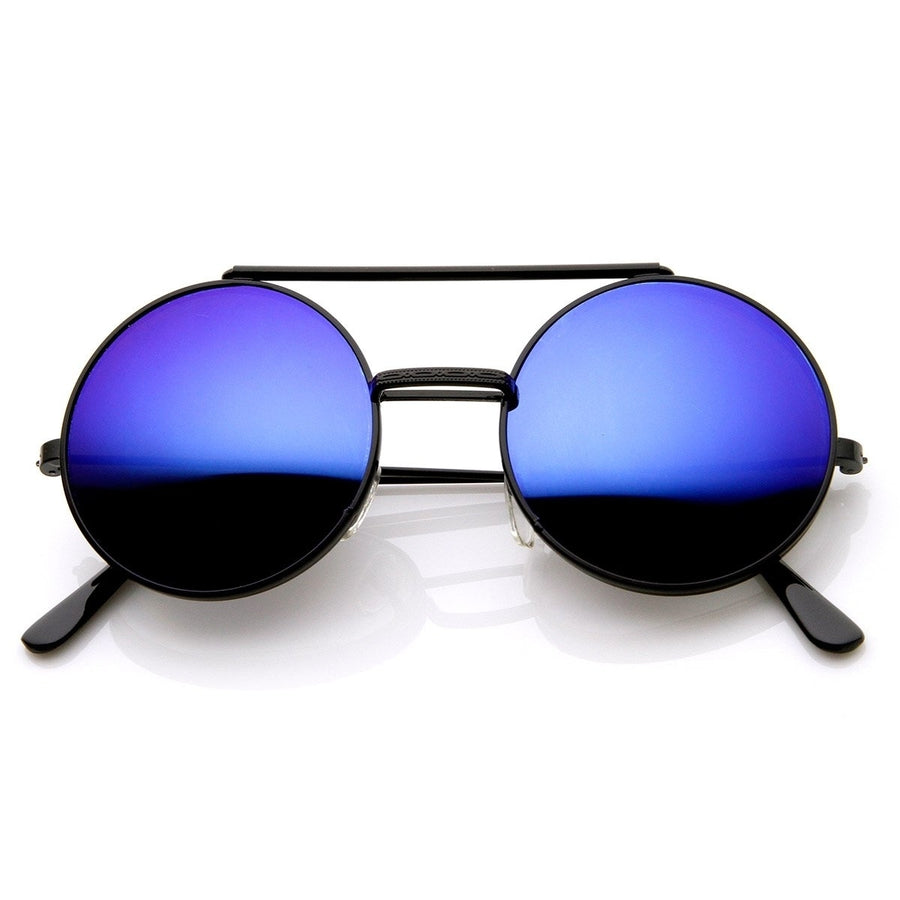 Limited Edition Color Mirror Flip-Up Lens Round Circle Django Sunglasses Image 1