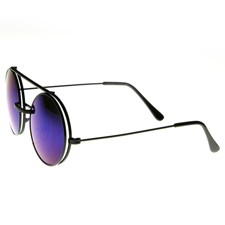 Limited Edition Color Mirror Flip-Up Lens Round Circle Django Sunglasses Image 3