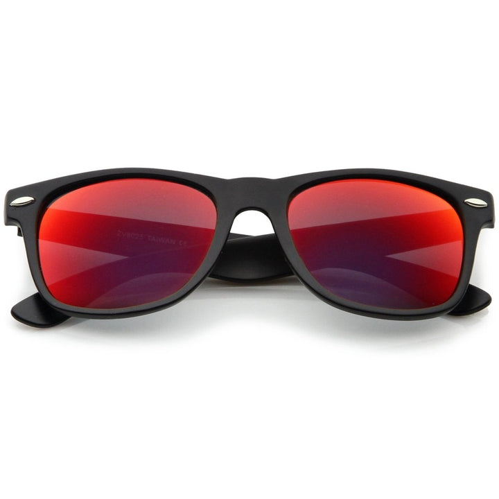 Matte Finish Color Mirror Lens Large Square Horn Rimmed Sunglasses 55mm Image 1