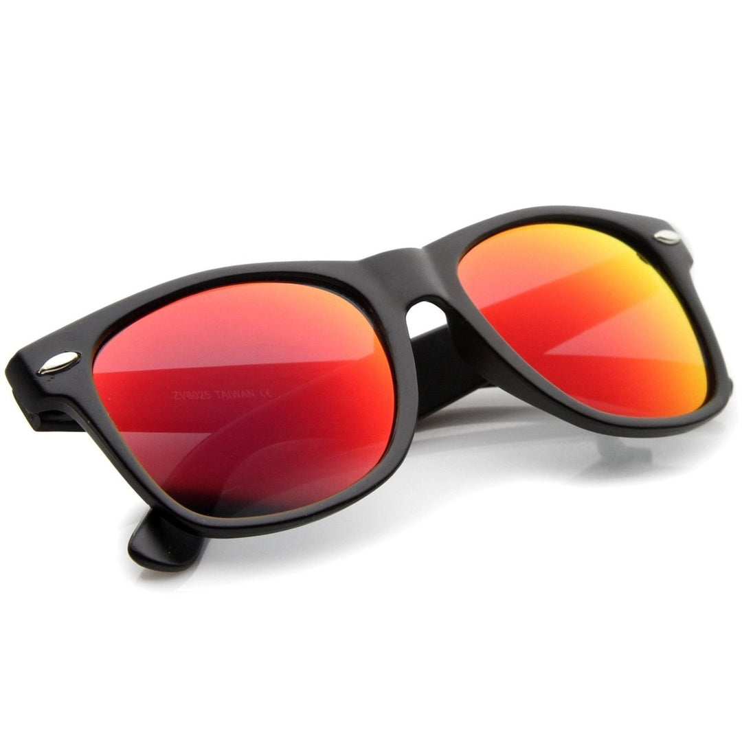 Matte Finish Color Mirror Lens Large Square Horn Rimmed Sunglasses 55mm Image 4