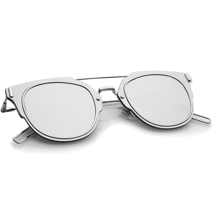 Ultra Slim Pantos Sunglasses 58mm Inner Rimmed Flat Lens Mirrored UV400 Protection Image 4